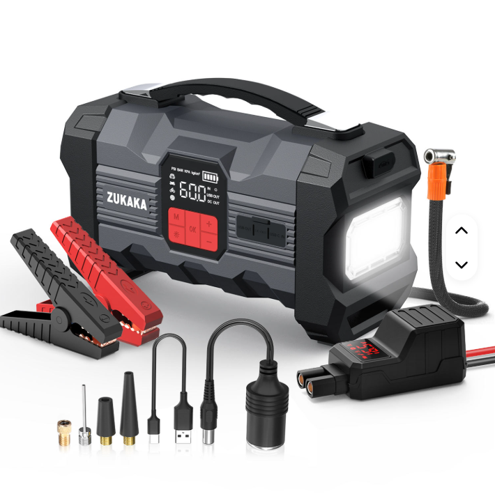 ZUKAKA 26800 Mah 12V Big Battery Capacity Car Jump Starter with Tire Inflator