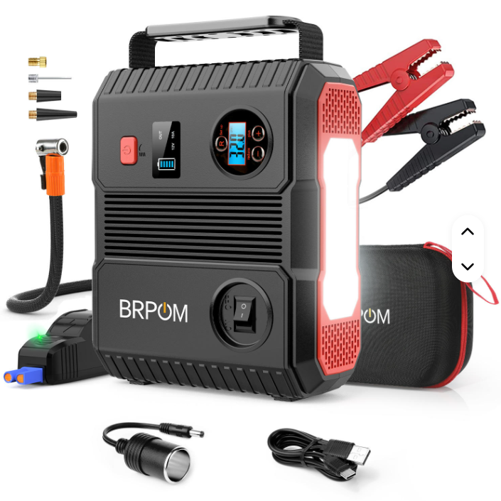BRPOM 2025 12v 4 in 1 Lithium Jump Starter air Compressor with Jump Starter