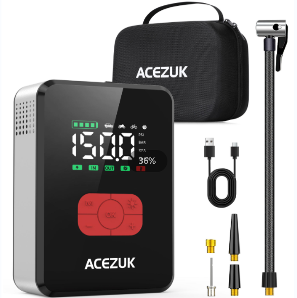 ACEZUK 2025 Kit Tyre Inflator with Jump Starter and Digital Screen