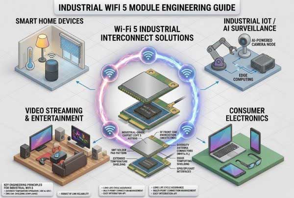 Industrial WiFi 5 Module for Logistics Park IoT – 802.11ac Dual Band Selectable High Speed Wireless Networking PCBA Solution
