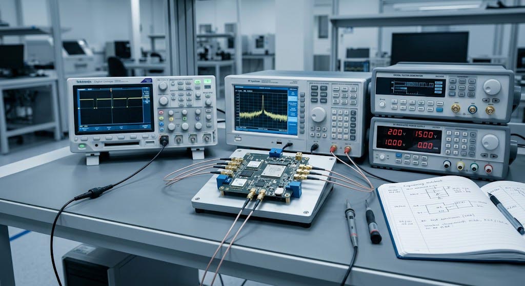  Debugging station with test equipment for wireless AP motherboards