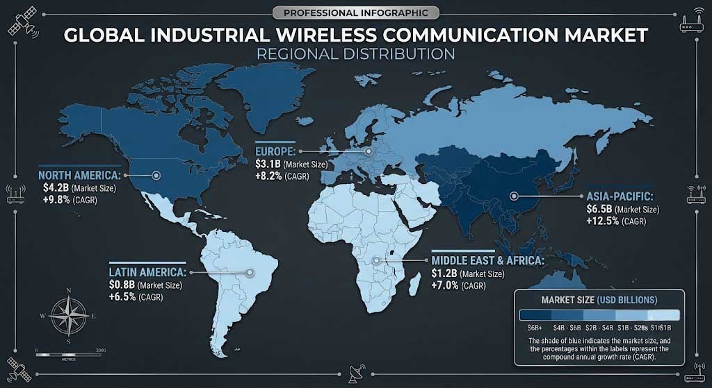 Global Industrial Wireless Market Regional Distribution