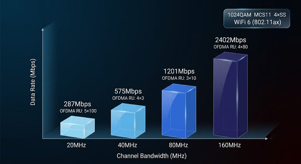 Channel bandwidth rate steps