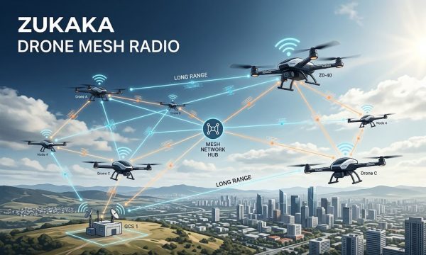 UAV Mesh Ad-hoc Networking: Integrated Air-to-Ground Video/Data Transmission, 1.4G Aerial Relay 10km+