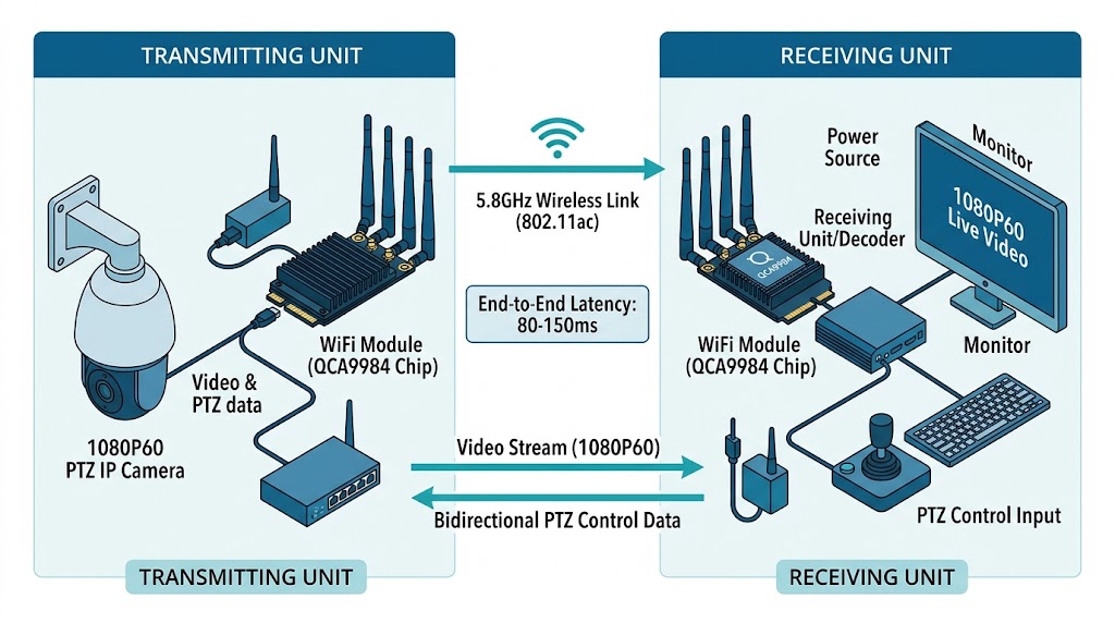 WiFi-IP video transmission fixed-site surveillance architecture
