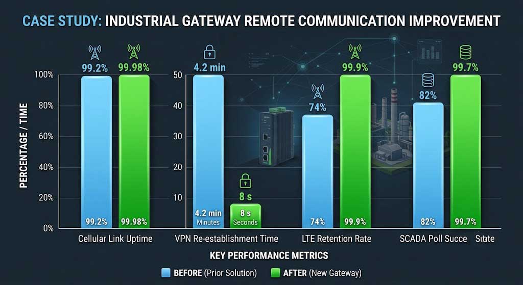 Results comparison chart for Industrial Gateway