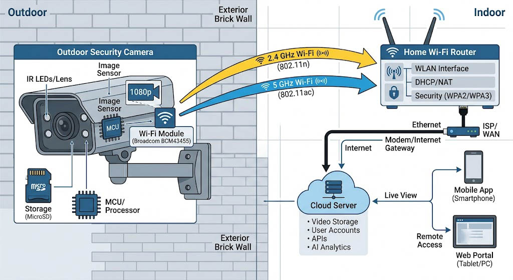 Smart camera dual band WiFi system deployment diagram