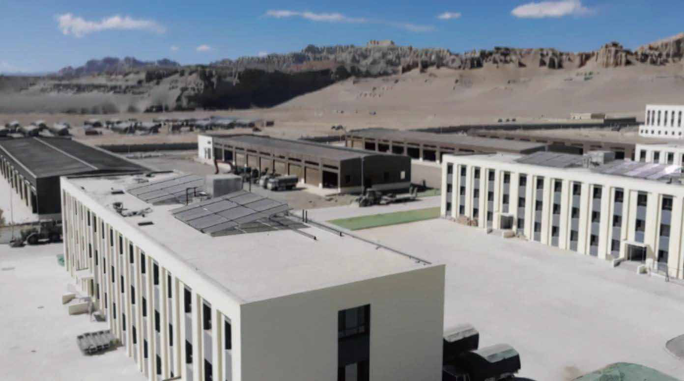 Laser drone defense system at a military base