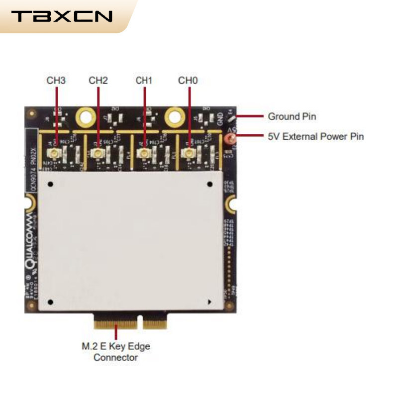 WLT206H Module PCB Layout - CH0-CH3 RF Channels, M.2 Connector, Power Pins