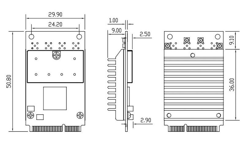 WLE1216VX-I QCA9994 WiFi 5 (802.11ac Wave 2) 4×4 MU-MIMO Industrial Dual Band Module
